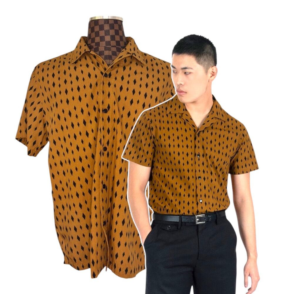 Straight to Hell Mens King of Diamonds Shirt Size 2XL Short Sleeve Mod Retro XXL